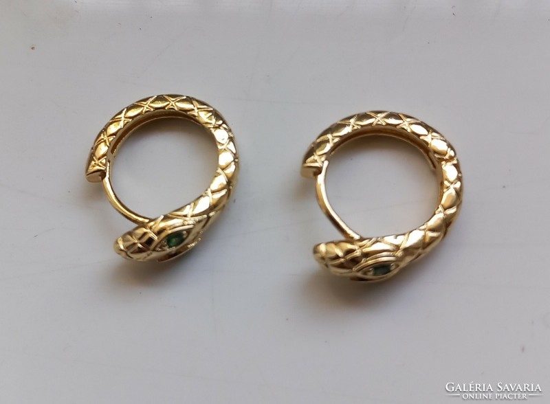 Gold-plated snake hoop earrings