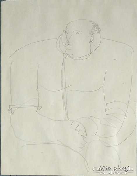 Litkei József: A kövér - ceruzarajz  a művész hagyatékából