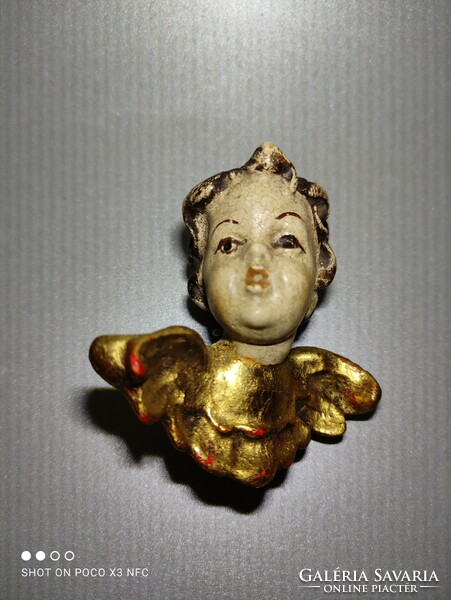 Antique Art Nouveau wooden putto angel wall or Christmas tree decoration