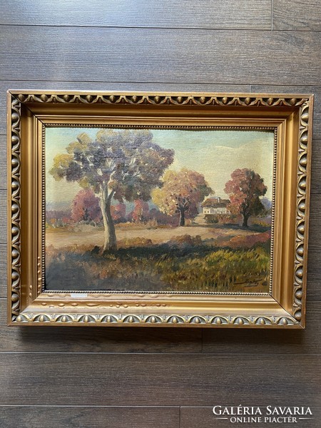 Autumn landscape. Bucky albert. The size of the picture without frame: 37 cm wide and 26.5 cm high.