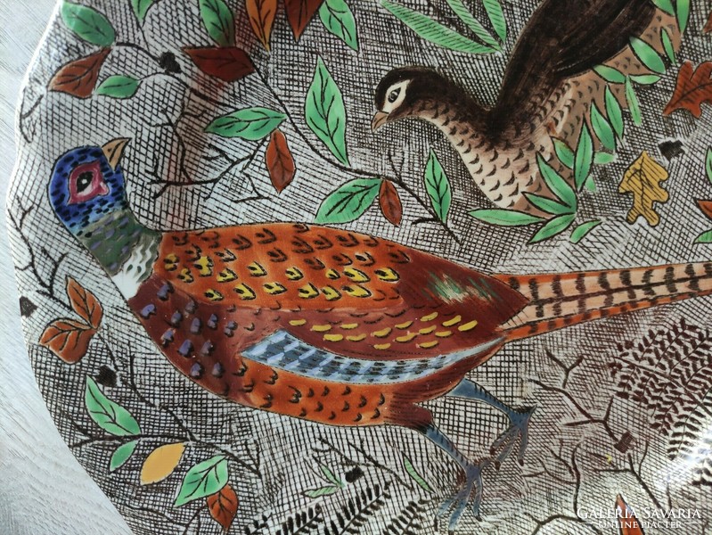 Richly painted gien france de caré ala main pheasant bowl