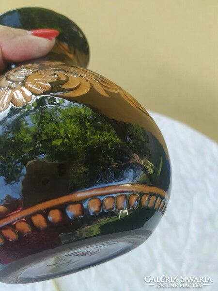 Ceramic vase for sale! Beautiful, glazed ceramic vase / marked ks/ for sale! 15 Cm