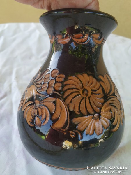 Ceramic vase for sale! Beautiful, glazed ceramic vase / marked ks/ for sale! 15 Cm