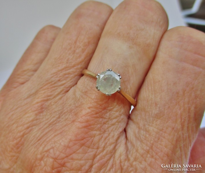 Különleges arany és platina gyűrű nagy  6,3mm-es gyémánttal akció!