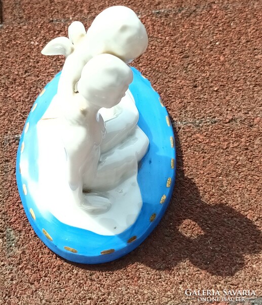 German porcelain art deco sculpture figure - nude woman with putto