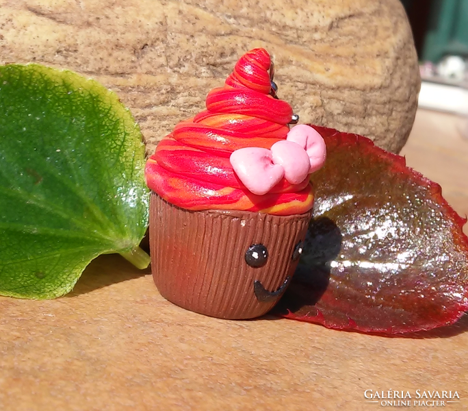 Strawberry kawaii muffin pendant