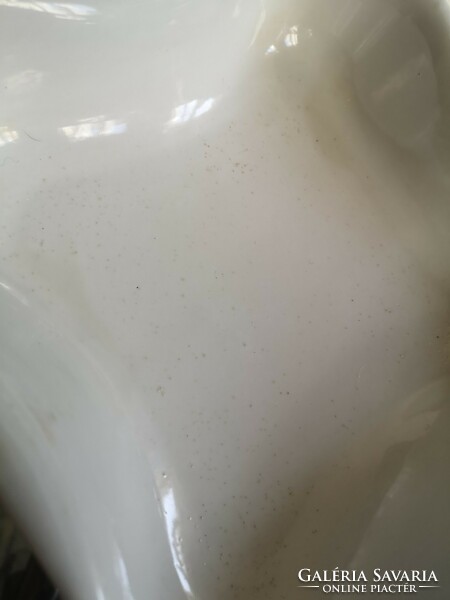 Zsolnay különleges kínáló, antik fehér porcelán tál 21x21x5.5 cm