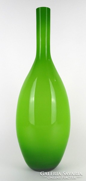 1O237 tinted blown green laminated large artistic Scandinavian studio glass vase 50 cm