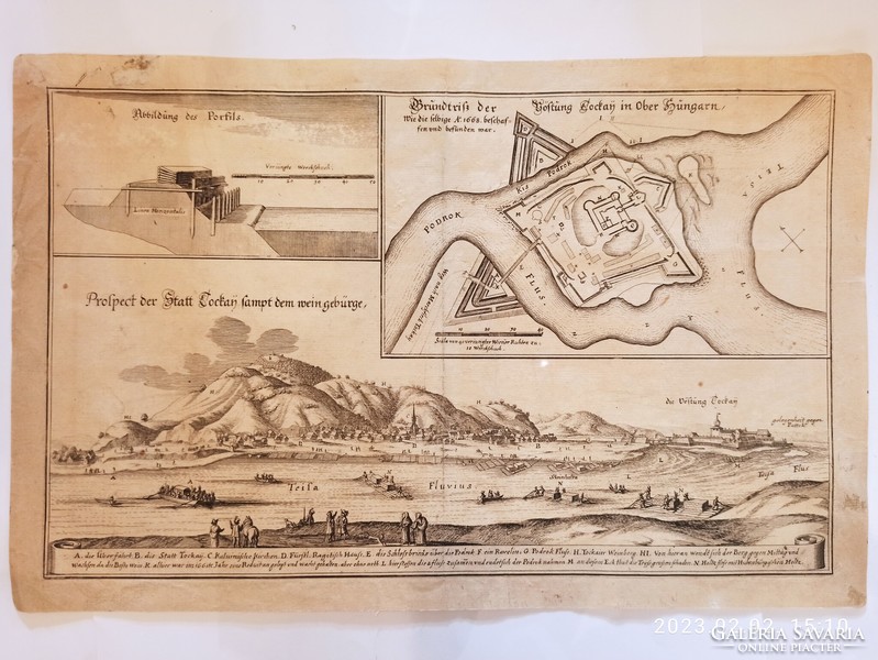 Tokaj látképe acélmetszete 1818