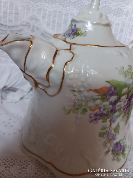 Art Nouveau jug with violet and lily of the valley flowers