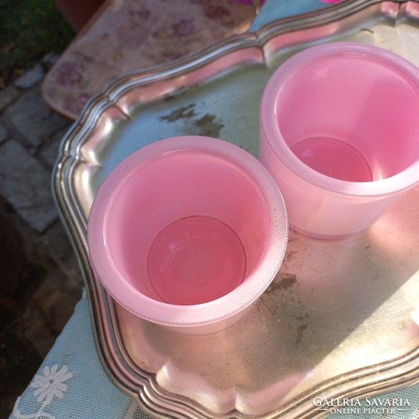 3 db pink vastagfalu mécsestartó üveg tálcával együtt