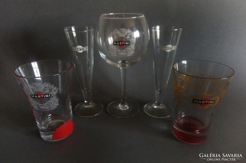 10x design Martini üveg pohár szett - ritka darabokkal, 1990es évek