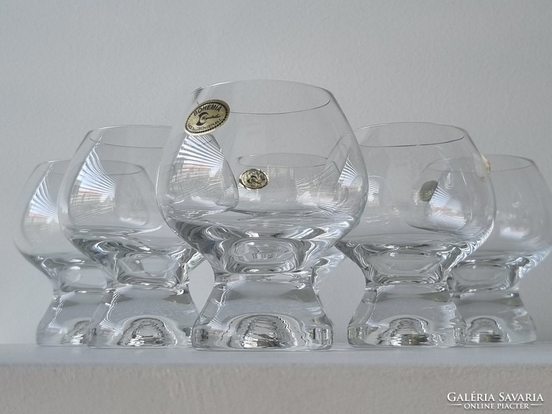 Vintage bohemian crystal cognac glass set