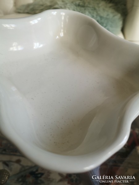 Zsolnay különleges kínáló, antik fehér porcelán tál 21x21x5.5 cm