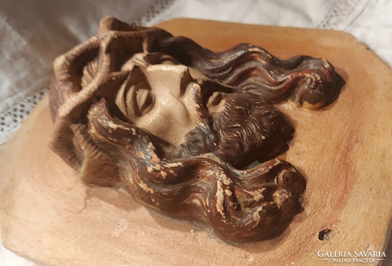 Antique Jesus Christ wall sculpture 19×16 cm