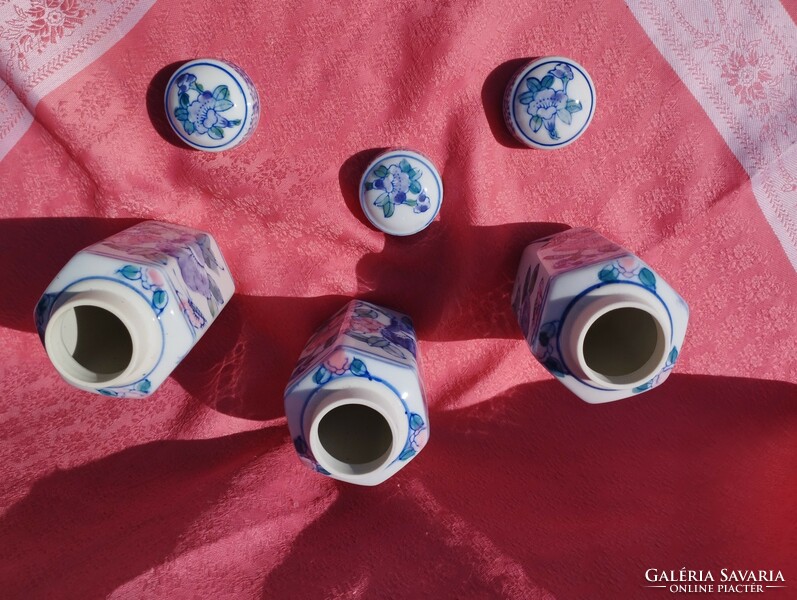 3 Pcs. Oriental tea herb holder, porcelain spice holder