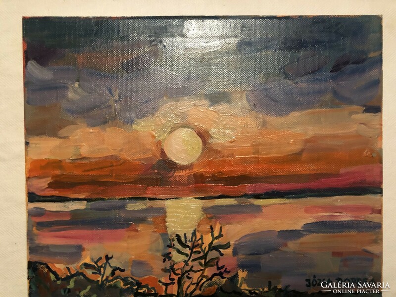 Oil painting Balaton sunset