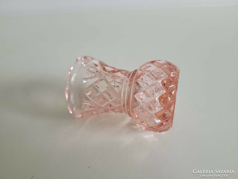 Régi Bohemia váza címkés rózsaszín cseh mid century üvegváza 7.5 cm