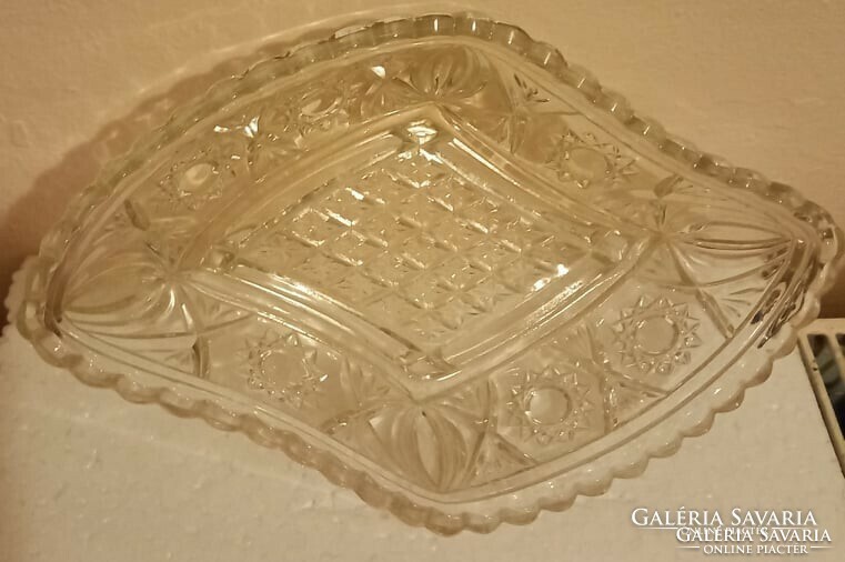 Very old diamond-shaped glass serving bowl