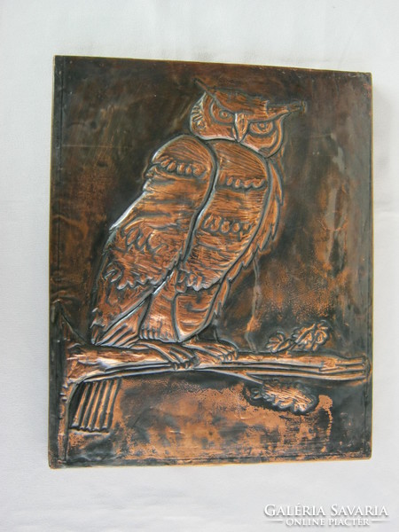Owl copper wall decoration wall picture 27x22 cm