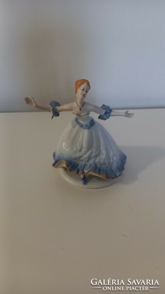 Crown regal porcelain statue, dancing girl.