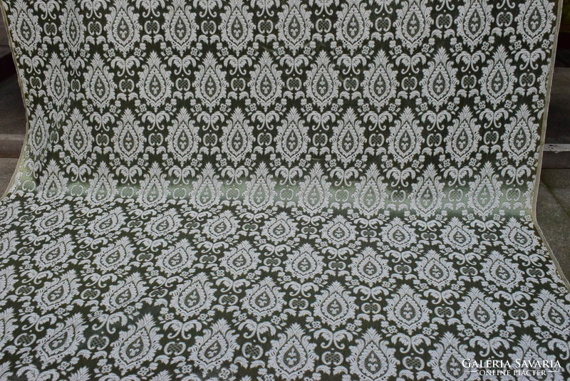 Silk brocade old material, drapery, tablecloth, patterned on a green background 660 x 125 cm ~ 8m2