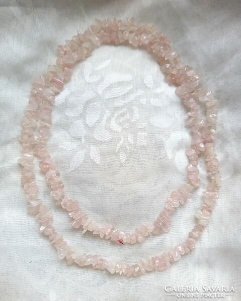 Retro pale peach pink rock crystal necklace 92cm