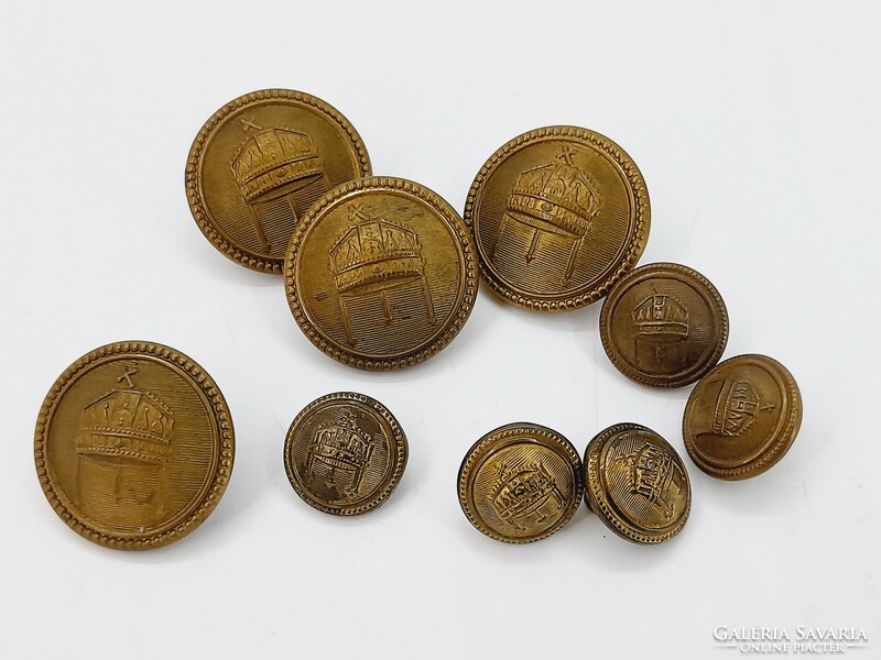 Old crown military buttons in one, 4 large, 5 small