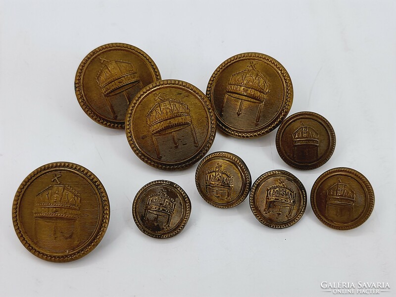 Old crown military buttons in one, 4 large, 5 small