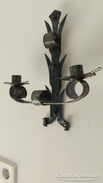 Wrought iron wall candle holder heavy solid iron