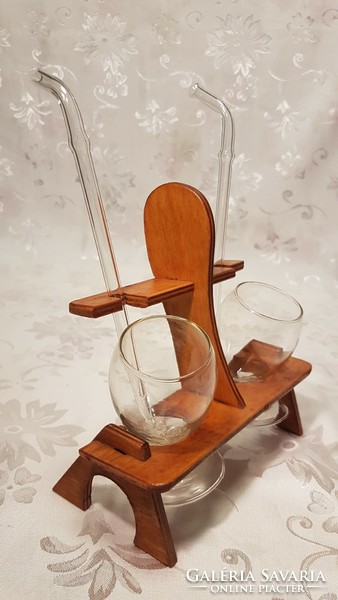 Set of 2 glasses, in a special wooden holder,