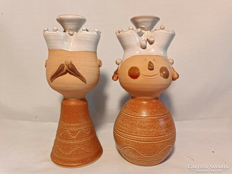 Pair of ceramic candle holders (king and queen)