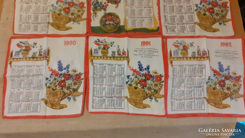 Retro annual calendar collection with wall protector handkerchiefs in good condition
