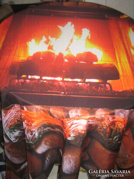 Beautiful vintage winter fireplace silk material