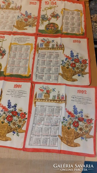 Retro annual calendar collection with wall protector handkerchiefs in good condition