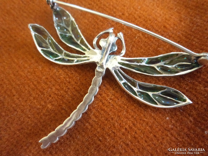 Silver dragonfly brooch and pendant in one - glass mosaic technique