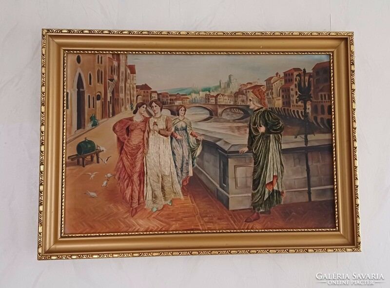 In addition to Dante, he also created a special painting. Dante's first meeting with Beatrice .. Italian painting