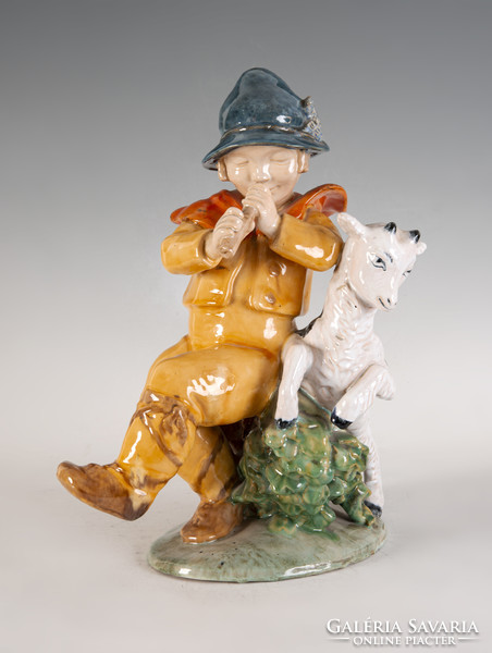 Wienerberger  kerámia figura - Pásztorfiú kecskével