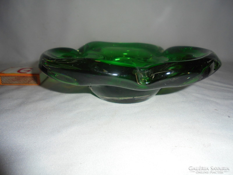 Green thick, heavy glass ashtray, ashtray