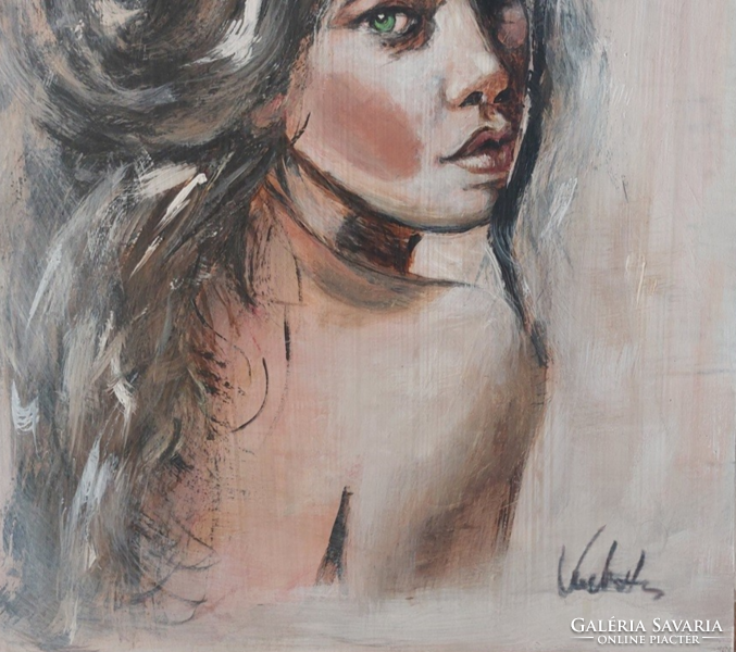 (K) beautiful female portrait painting 40x54 cm
