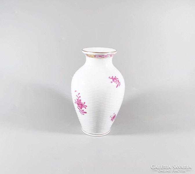 Herend, purple Appony pattern vase, hand-painted porcelain 14.2 Cm, flawless! (J316)