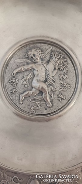 Antik bècsi ezüst historizmus angyal griffmadár asztalközèp kînàló 409gr