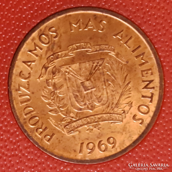 FAO. Dominikai Köztársaság 1969. 1Centimos , bronz , tanúsítvánnyal (101)