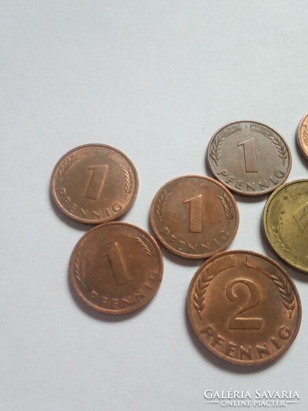 1- 2 - 5 Pfennig 1970 - 1990 !  7 darab !!!