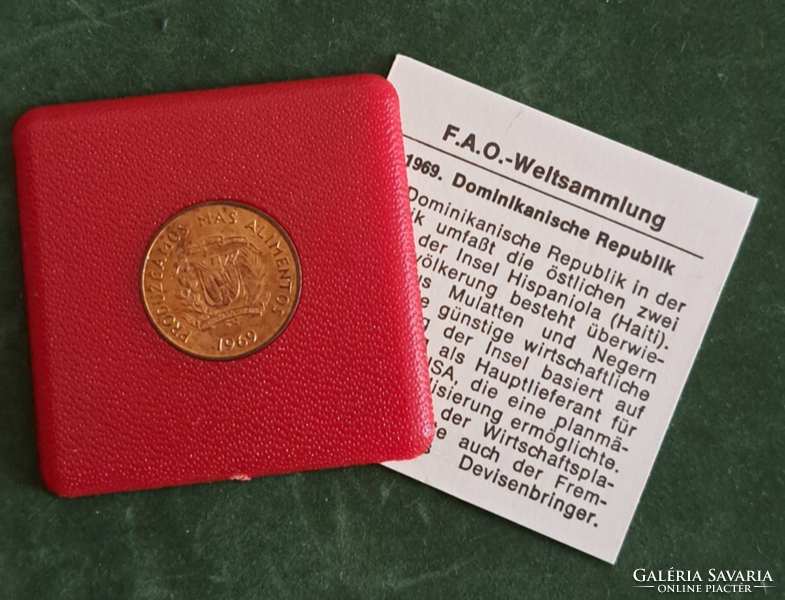 Fao. Dominican Republic 1969. 1Centimos, bronze, with certificate (101)