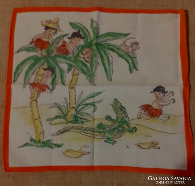 2-Pcs retro fairy tale decorative handkerchief tablecloth in good condition