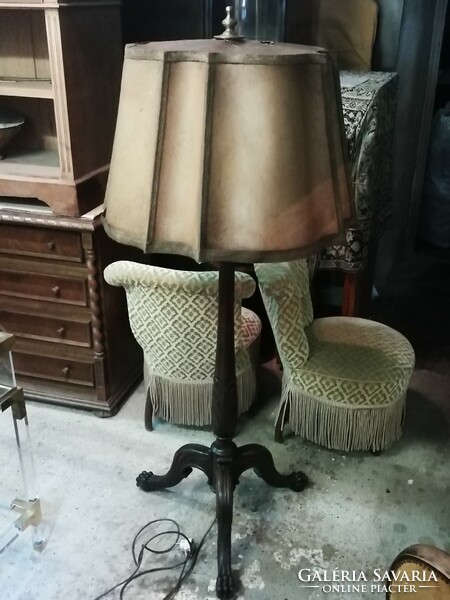 Old lion's claw wooden floor lamp