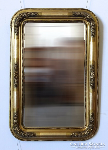1N313 antique gilded Biedermeier mirror 97 x 65 cm