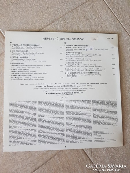 Népszerű operakórusok Nagy Ferenc LP Bakelit vinyl hanglemez