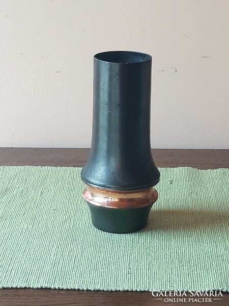 Marked János Dévény copper vase - 19 cm